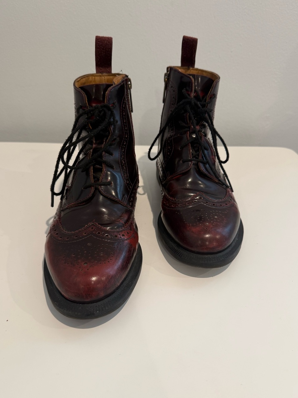 Dr. Marten’s Women’s Oxblood Wingtip Leather Lace-Up Boots - Picture 3 of 4